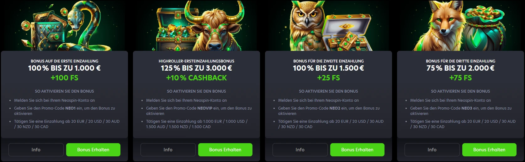 Bonus und Promotionen